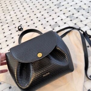 Polene Black Textured Crossbody Bag